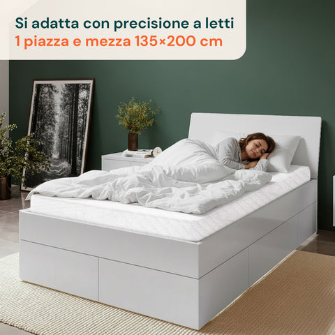 Coprimaterasso in Spugna 100% Poliestere – Estensibile e con Angoli Elasticizzati
