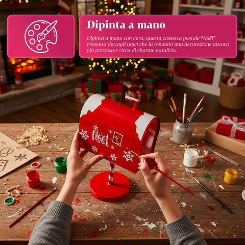 Cassetta Postale di Natale Rossa e Bianca H50 cm in Stile Americano