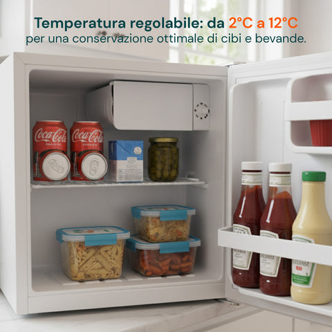 Mini Frigo 45L Bianco da Tavolo – Temperatura Regolabile da 2° a 12°C