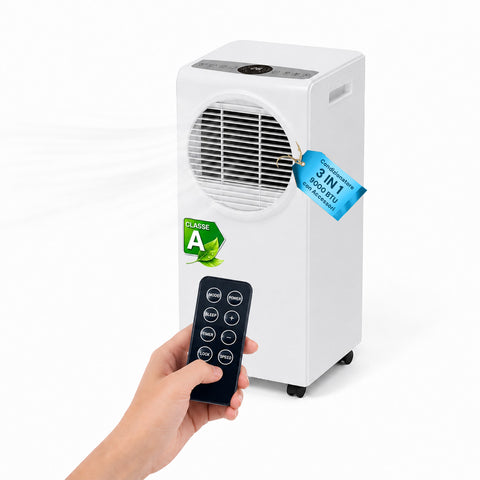 9000 BTU-s, 3 az 1-ben hordozható ABS-klímaberendezés távirányítóval (A energiaosztály, R290), 950 W + időzítő