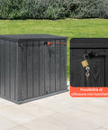 Shed portattrezzi con dimensioni 145x85x124cm e capacità 1270 litri, ampio spazio per organizzazione giardino