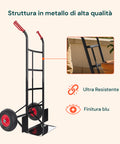 Carrello con struttura in metallo di alta qualità ultra resistente, finitura blu con verniciatura a polvere anti-corrosione
