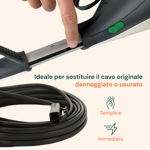 Cavo Alimentazione VK200 – Ricambio Compatibile 7-10m Grigio con Spina