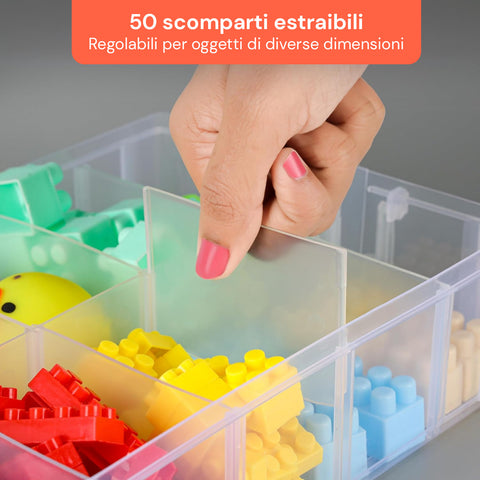 Organizer in Plastica a 5 Livelli con Maniglia e Scomparti Rimovibili