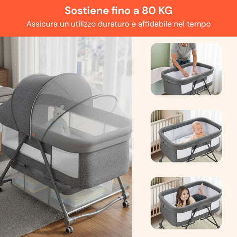 Culla Pieghevole Multifunzionale per Neonato – Portatile e Sicura
