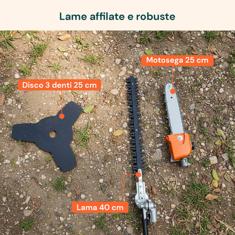 Decespugliatore a Scoppio 4 in 1 con Tagliasiepi, Motosega e Troncarami 52cc
