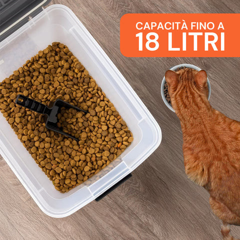 Dispenser Cibo per Cani e Gatti – 18L con Chiusura Ermetica