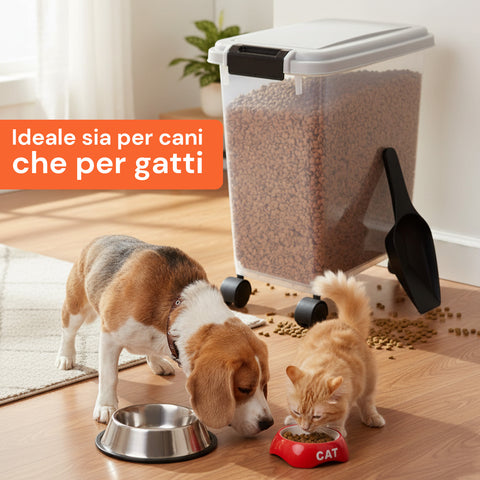 Dispenser Cibo per Cani e Gatti – 18L con Chiusura Ermetica