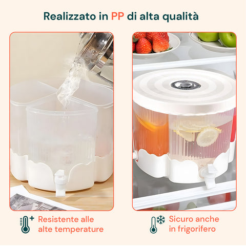 Dispenser Rotante 360° per Bevande 6L Totali con 4 Scomparti e Base Resistente