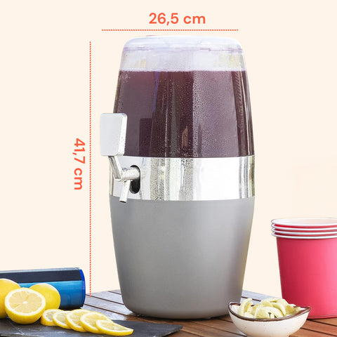 Contenitore bevande Avilia dimensioni 26,5x41,7 cm compatto con cola scura, limoni freschi e bicchieri colorati rossi