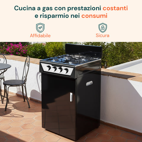 Cucina a Gas 4 Fuochi con Vano Portabombola – Per Interni ed Esterni