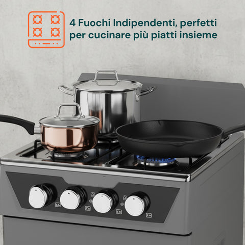 Cucina a Gas 4 Fuochi con Vano Portabombola – Per Interni ed Esterni