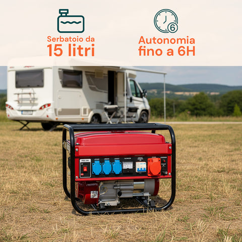 Gruppo Elettrogeno Portatile Doppia Uscita 220V / 380V per Campeggio e Cantiere