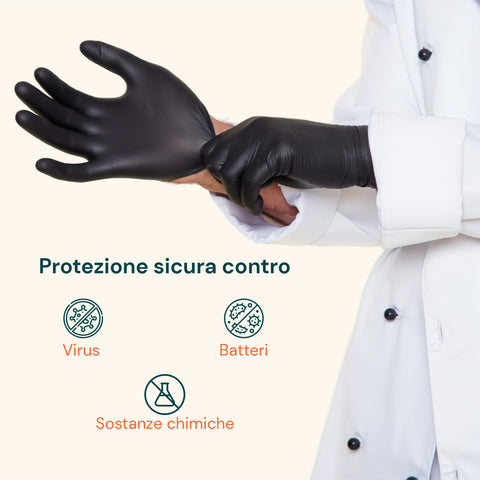 Fekete, púdermentes nitrilkesztyűk – 100/1000 db-os M/L méretű készlet