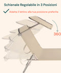 Lettino con schienale regolabile in 3 posizioni e rotazione 360 gradi, adatta il lettino alla tua posizione preferita per comfort ottimale