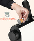 Macchina caffè con espulsione automatica della capsula usata, sistema di raccolta ordinato e senza sforzo per massima praticità