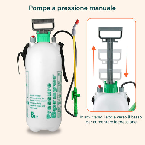 Vaporizzatore a Pressione 8L con Lancia in Fibra di Vetro e Ugello Regolabile