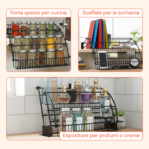 Scaffale Pieghevole 3 Ripiani in Metallo Nero – Robusto e Pratico