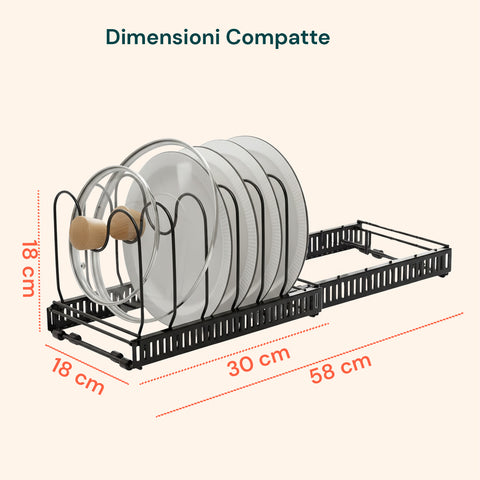 Organizer Portapentole Estensibile da 30 a 58cm per Utensili da Cucina