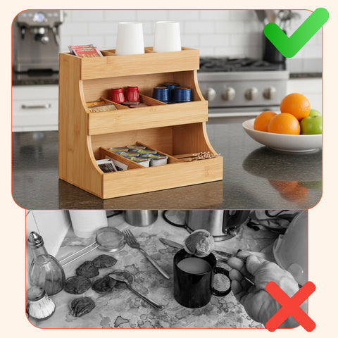 Organizer Multiuso in Legno di Bambù – 9 Scomparti con Design Stabile