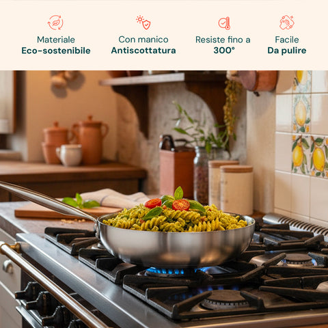 Saltapasta Chef 32 cm – Alluminio Satinato Naturale – Full Induction