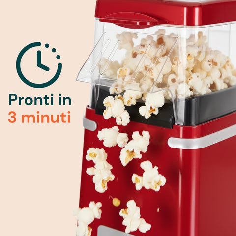 Macchina Popcorn ad Aria Calda 1200W – Compatto e Potente, Pronti in 3 Minuti