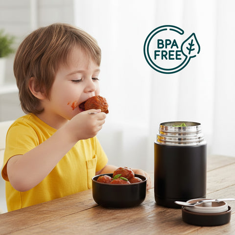 Thermos Portavivande in Acciaio con Cucchiaio e Borsa Inclusi