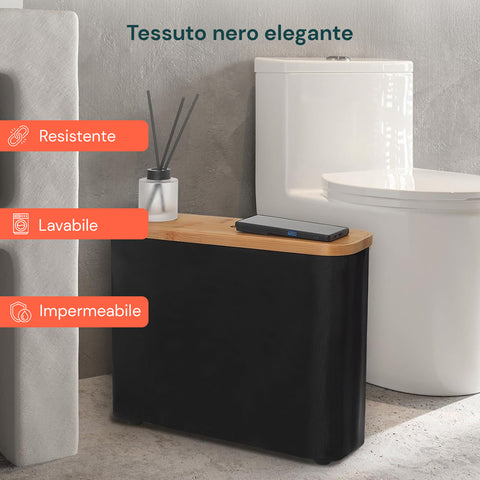 Contenitore Portarotoli con Coperchio in Bambù – Design Elegante e Pratico