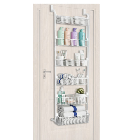 Organizer Verticale Pensile Multiuso da Porta a 6 Ripiani per Bagno o Cucina
