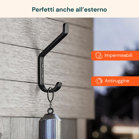 Ganci Appenditutto da Parete in Metallo Nero 10 Pezzi con Kit di Montaggio