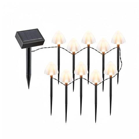 Luci Solari a Fungo da Esterno – Set 12 Segnapasso con Pannello Solare e LED Caldi