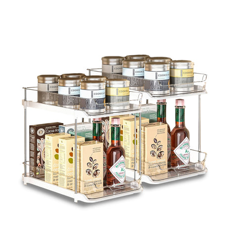 Set da 2 Organizer Multiuso con 2 Ripiani Impilabili per Cucina, Bagno, Living