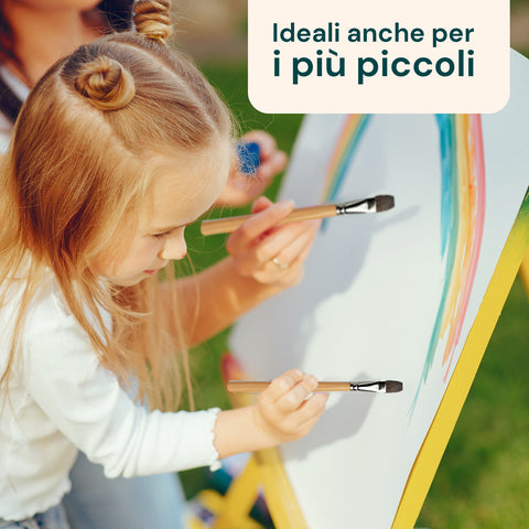 Set 24 Pennelli Professionali in Nylon con Manico in Legno di Betulla