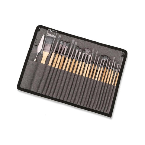 24 darabos professzionális nylon ecsetkészlet nyírfából készült nyéllel