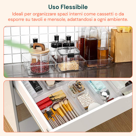 Set Organizer da Cassetti Multiuso 25 Pezzi – Trasparenti e Facili da Pulire