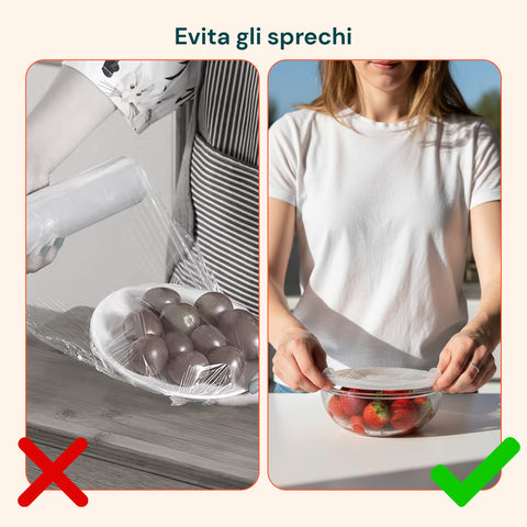 Coperchi Silicone Estensibili – Set 6 Misure da 6 a 19,6 cm Riutilizzabili BPA Free