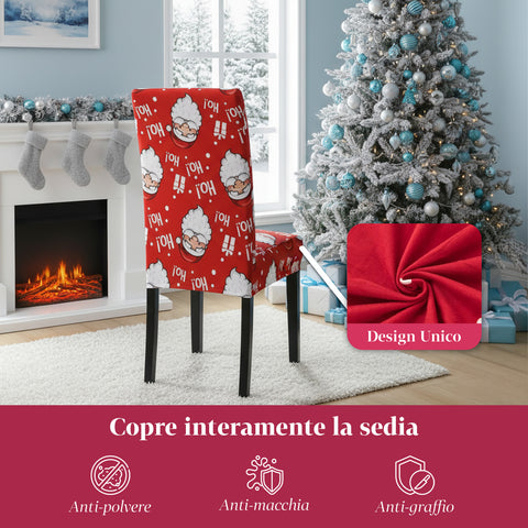 Set 6 Coprisedia Natalizi con Babbo Natale – Elasticizzati e Decorativi