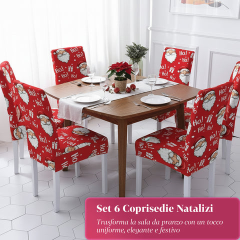 Set 6 Coprisedia Natalizi con Babbo Natale – Elasticizzati e Decorativi
