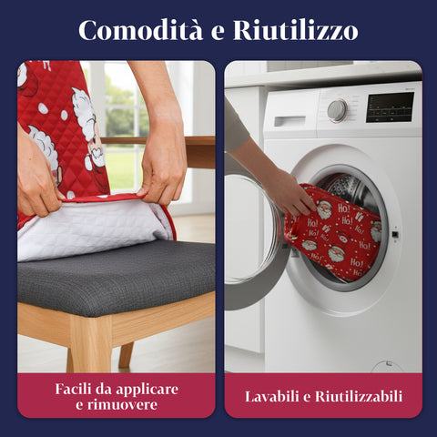 Set 6 Coprisedia Natalizi con Babbo Natale – Elasticizzati e Decorativi