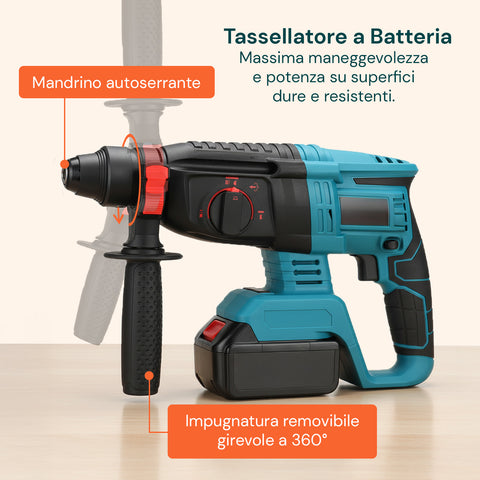 Set Completo per Fai da Te con Avvitatore a Batteria e Trapano a Percussione Multifunzione