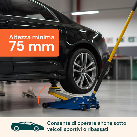 Cric Idraulico 4 Tonnellate con Ruote Bidirezionali e Valvola di Sicurezza