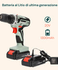 Batteria al litio di ultima generazione 20V 1300mAh con lunga autonomia e ricarica rapida per uso prolungato