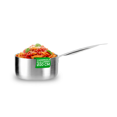 Casseruola Alta in Alluminio 16/20/24 cm con Manico Inox – Forno e Gas