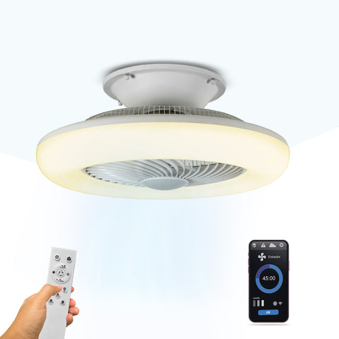 Szabályozható fényerejű, intelligens Wi-Fi-s mennyezeti ventilátor LED-világítással, távirányítóval és Tuya alkalmazással