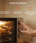 Forno Ventilato Grande Capacità 70L 2500W Nero, Doppia Resistenza e 4 Funzioni