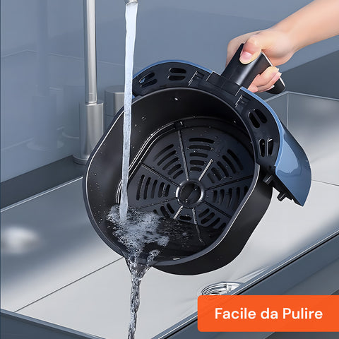 5 l-es, 1500 W-os forrólevegős fritőz 80-200 °C-os hőmérséklettel, időzítővel és LED-kijelzővel