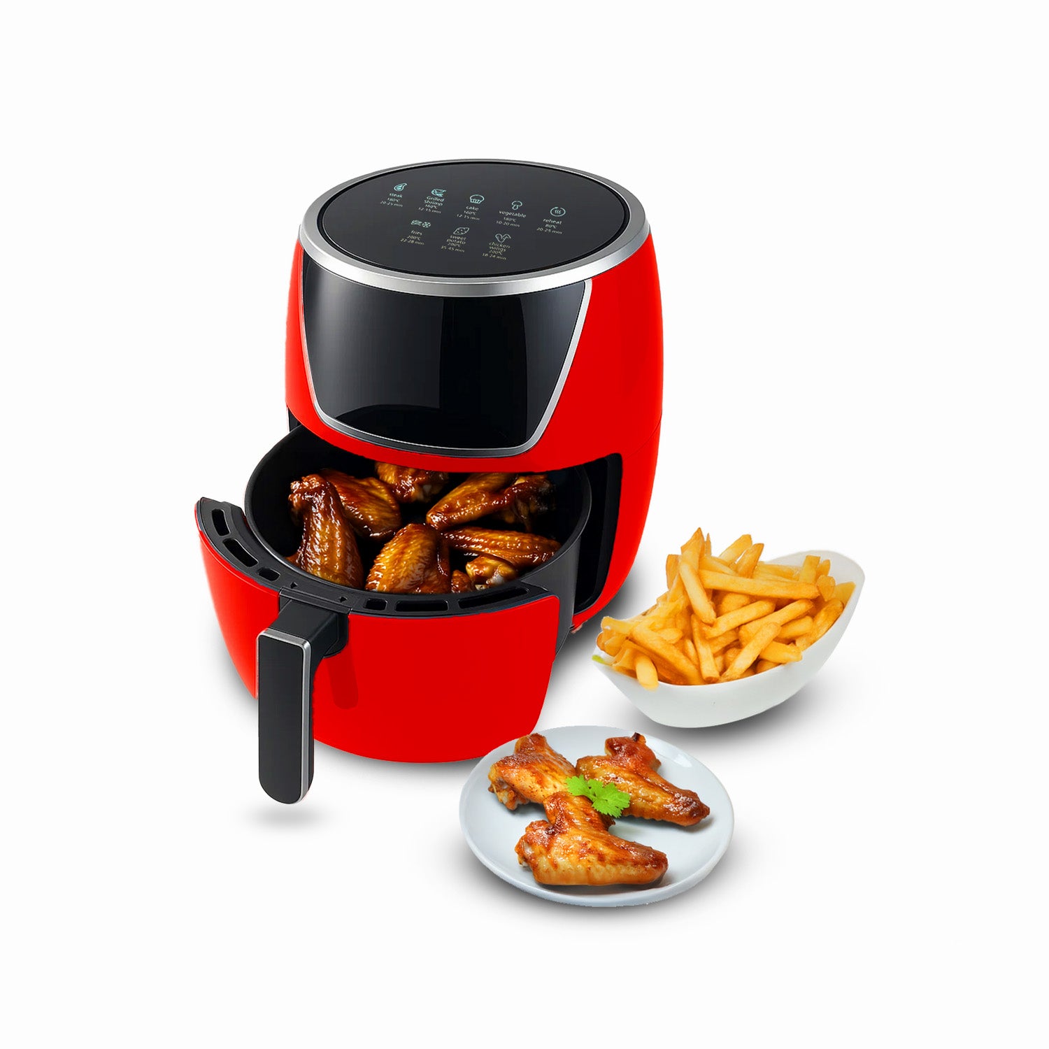 Friggitrice Ad Aria 5l 1500w Temperatura 80-200°C Con Timer E Display Led