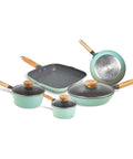 Set 3 Padelle 2 Casseruole E 3 Coperchi Per Piano Ad Induzione