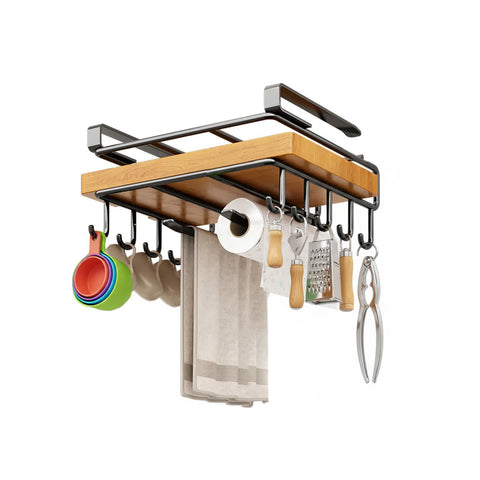 Mensola Sottopensile Cucina con Ganci e Porta Rotolo Salvaspazio