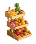 Organizer Multiuso in Legno di Bambù a 3 Ripiani per Cucina e Bagno 30x33x41 cm